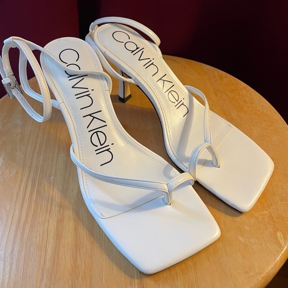 Calvin Klein Millie Ankle Strap Sandal in White. - Picture 5 of 15
